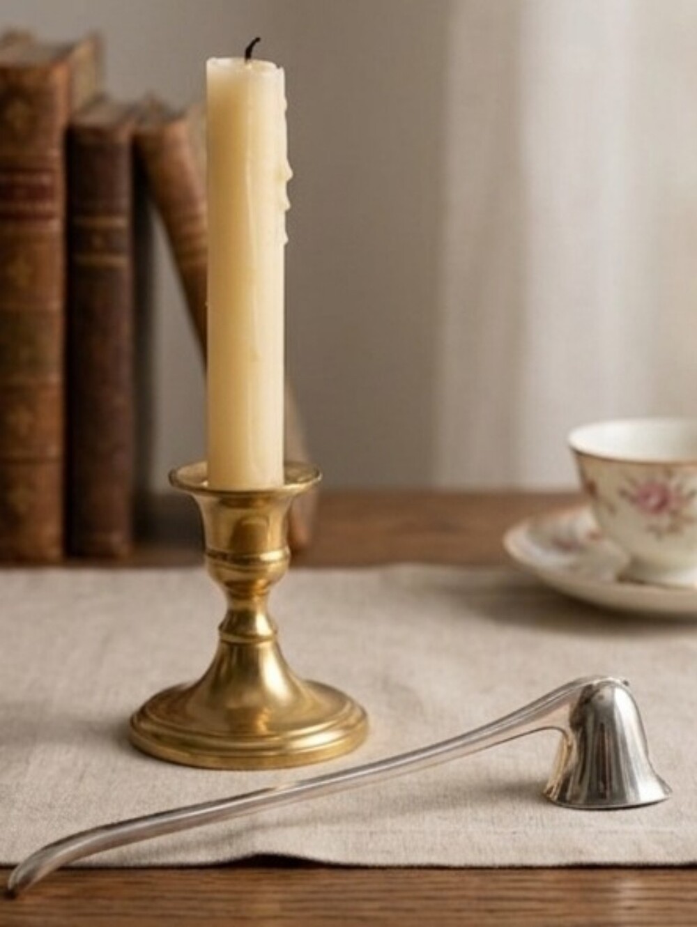 Vintage Silver Plate Candle Snuffer Elegant Long Handle 8" Excellent